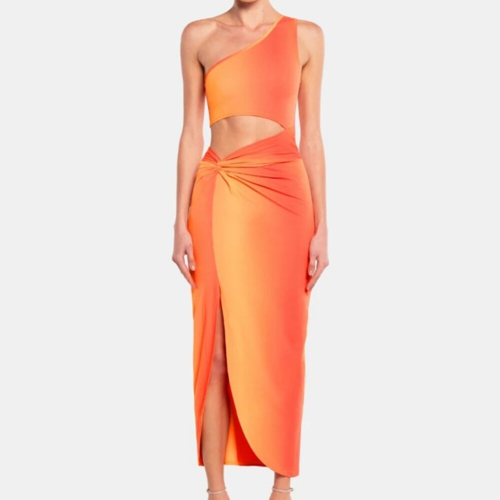 Tequilla Sunset Themed Dress (Isabel Midi Dress in Gradient Print)